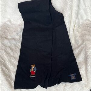 Polo by Ralph Lauren Black Scarf with Bear Embroidery
